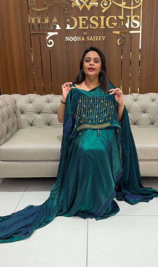 VELVET ORGANZA SAREES - IHA 23401