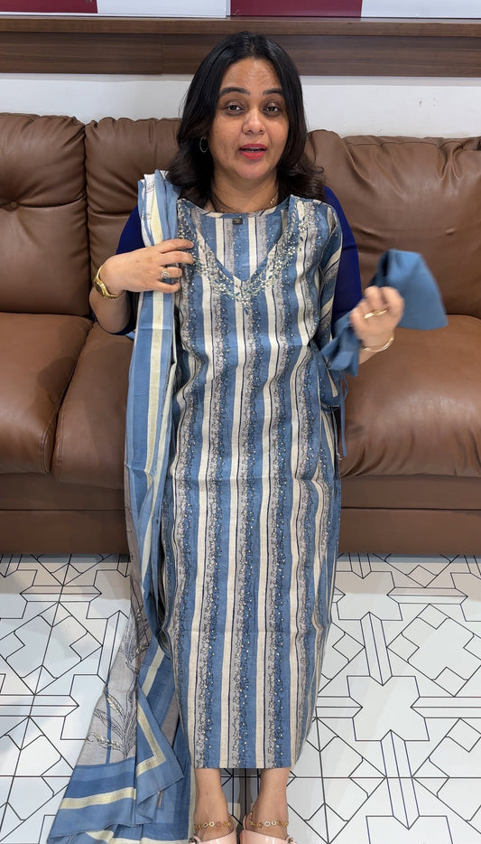 MUSLIN SILK TOP, BOTTOM AND DUPATTA - IHA 28128