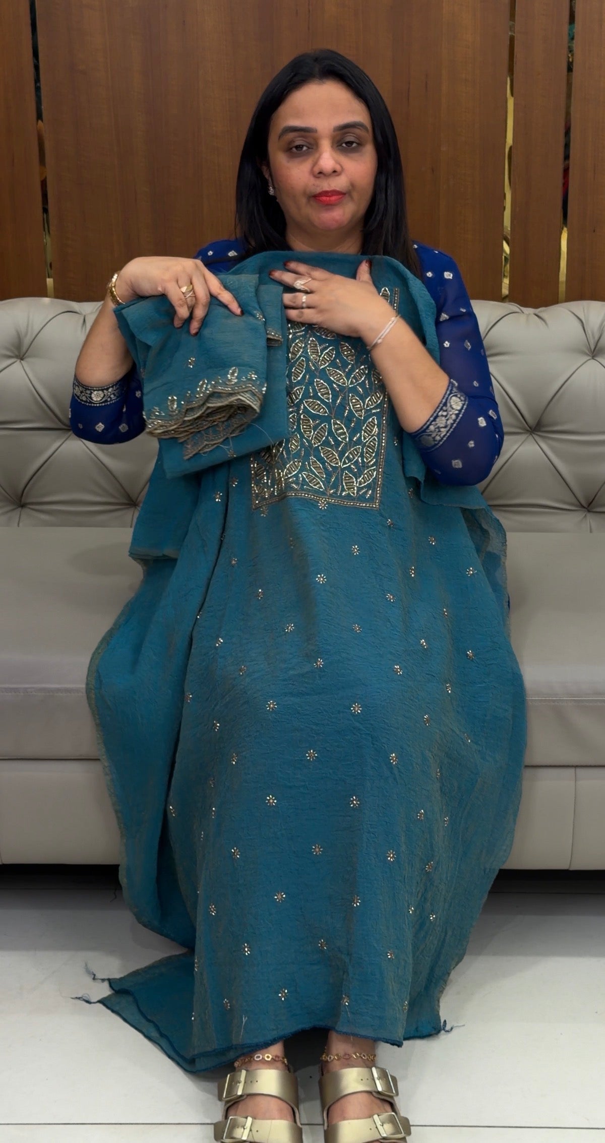 HANDWORKED UNSTITCHED SALWAR SUITS - IHA 32426