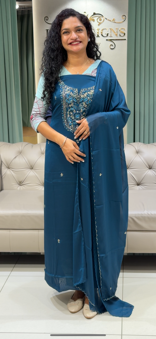 SILKY GEORGETTE UNSTITCHED SALWAR SUITS - IHA 29651