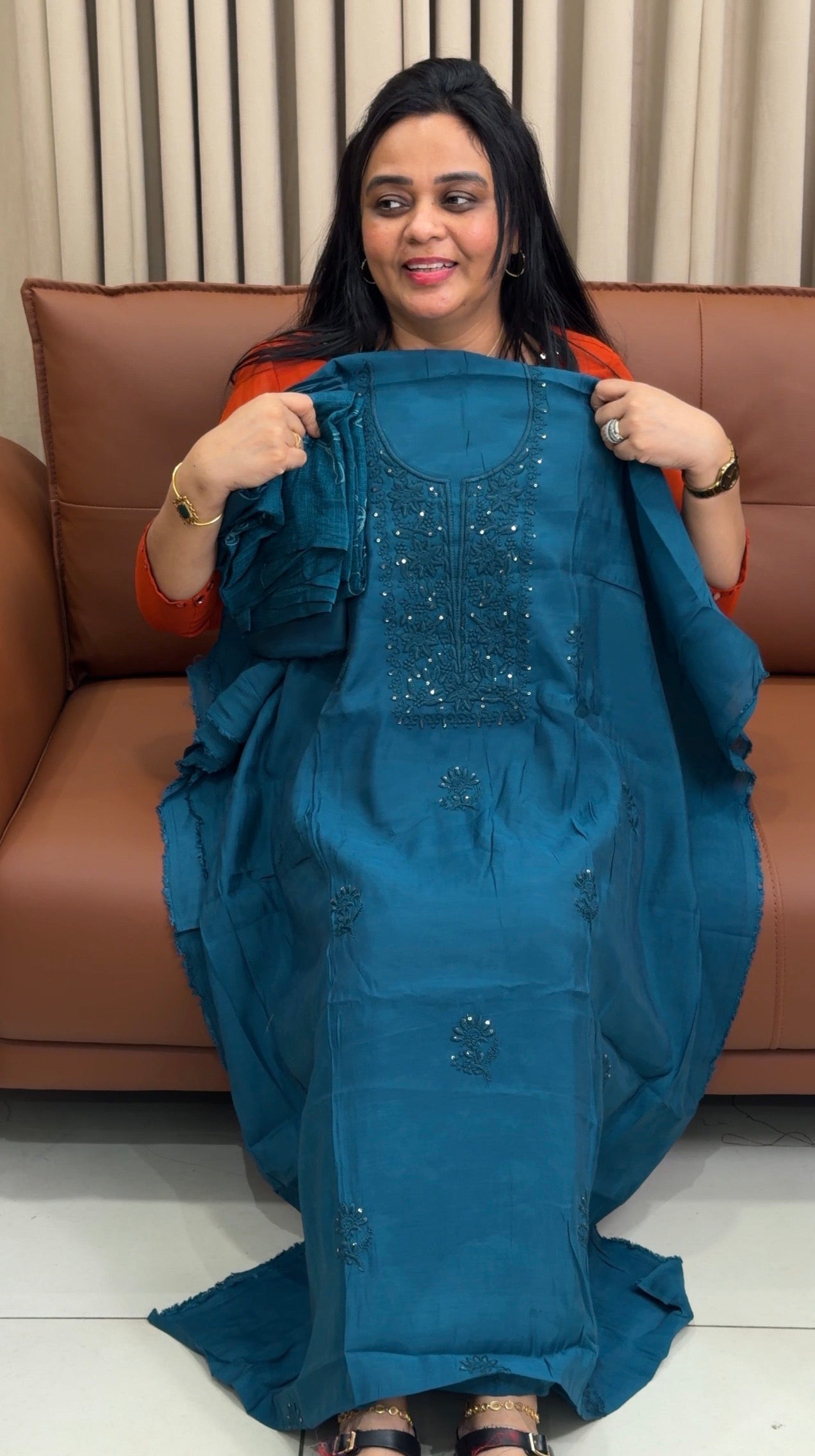MUL CHANDERI UNSTITCHED SALWAR SUITS - IHA 34947