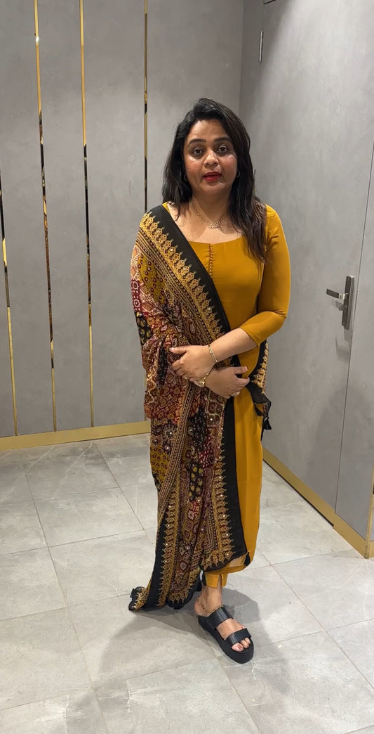 IHA'S IN-HOUSE GEORGETTE SLITTED TOP AND DUPATTA - IHA 25273
