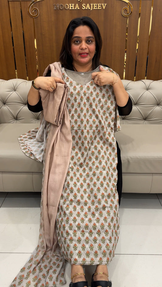 COTTON  HAKOBA TOP, BOTTOM AND DUPATTA - IHA 25881
