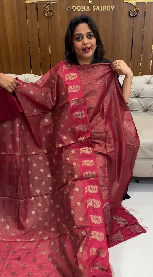 SEMI BANARASI UNSTITCHED SALWAR SUITS - IHA 25197