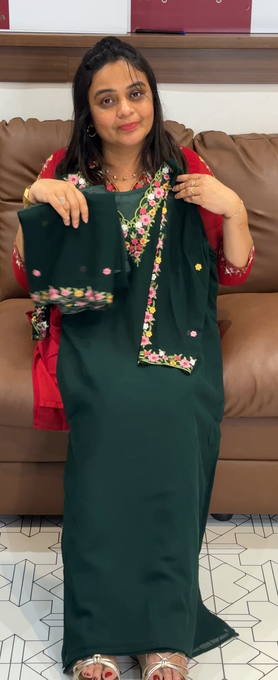 FAUX GEORGETTE TOP,BOTTOM AND DUPATTA - IHA 27757