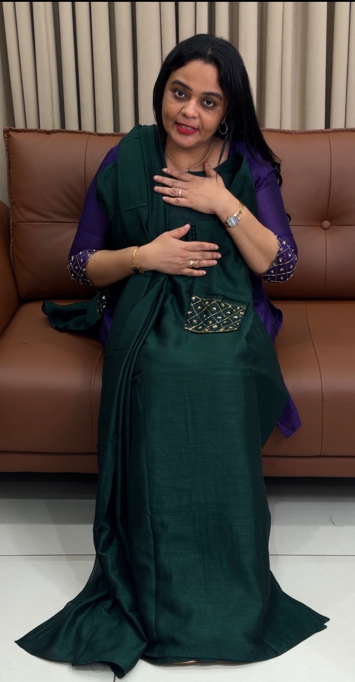 IHA'S IN-HOUSE SEMI RAW SILK SLITTED TOP AND DUPATTA - IHA 34453