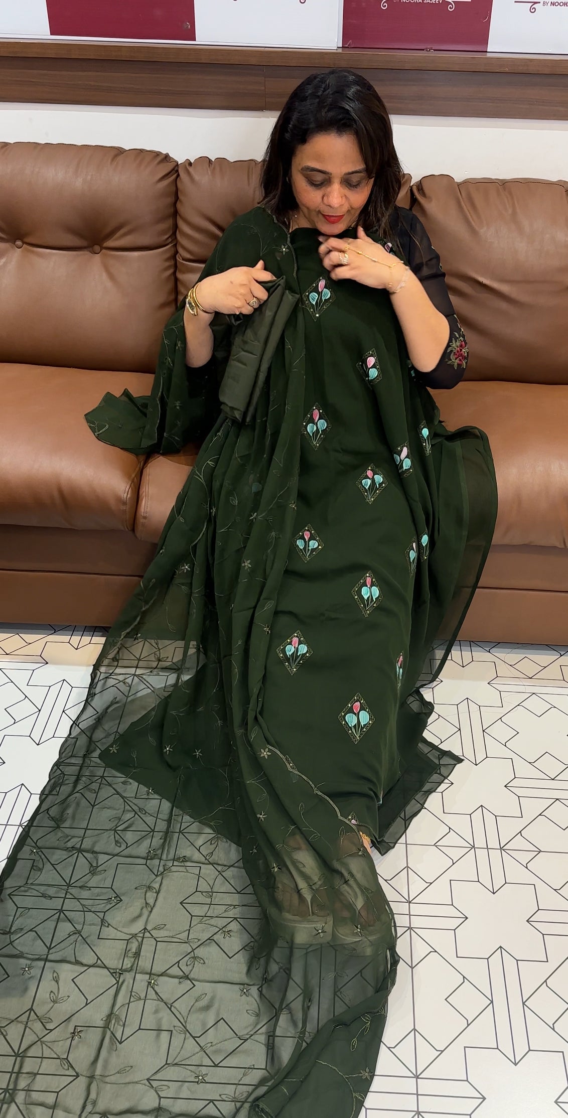HAND PAINTED UNSTITCHED SALWAR SUITS - IHA 24878