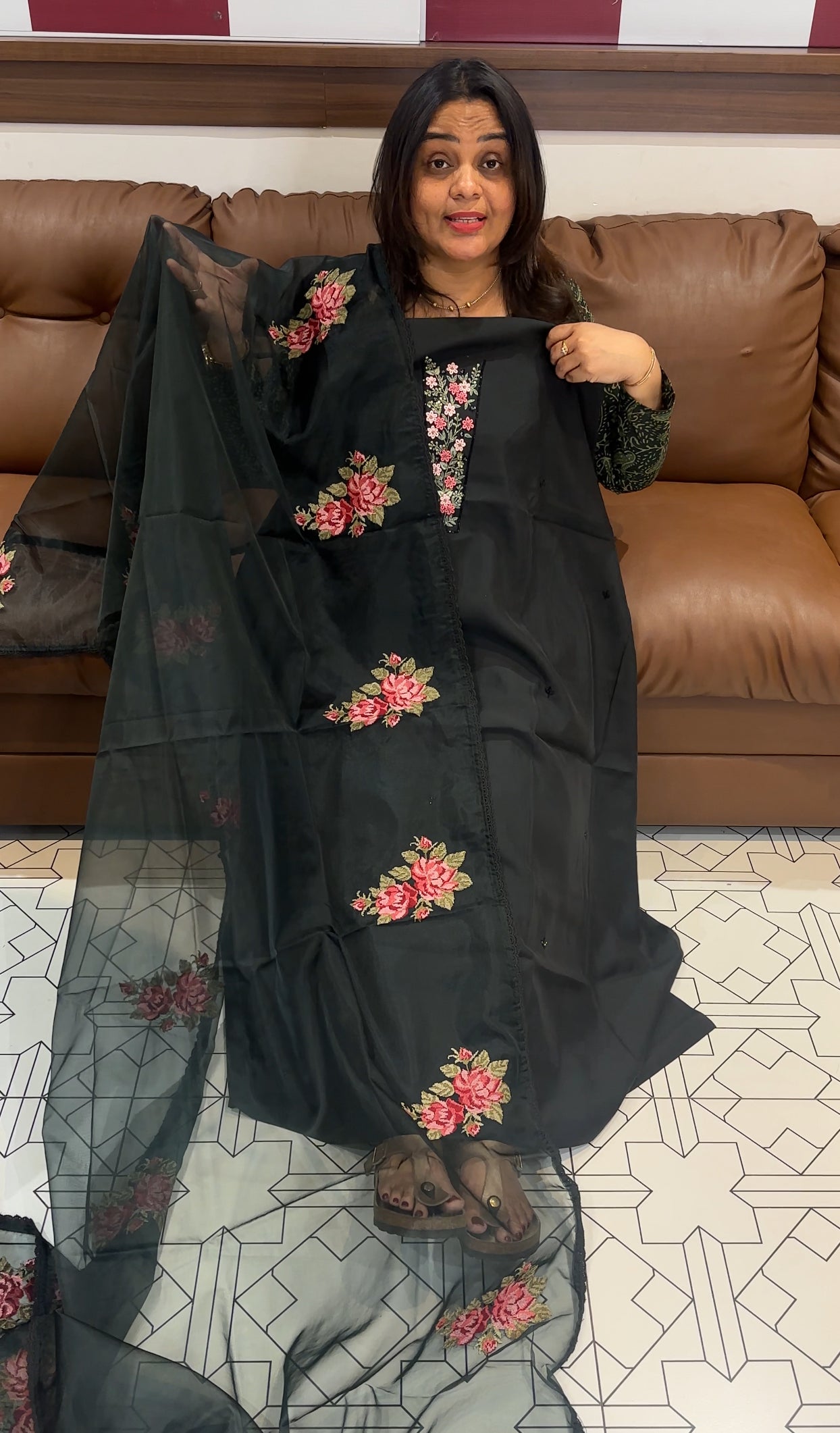 MUL CHANDERI UNSTITCHED SALWAR SUITS - IHA 27274