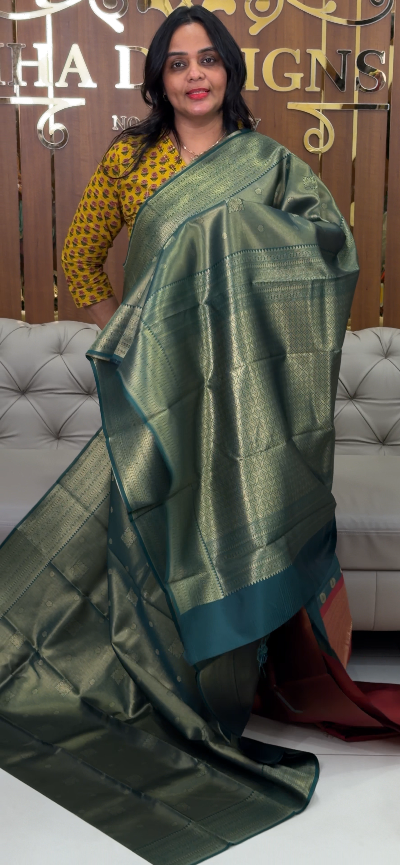 SEMI TISSUE BROCADE SAREES - IHA 32561