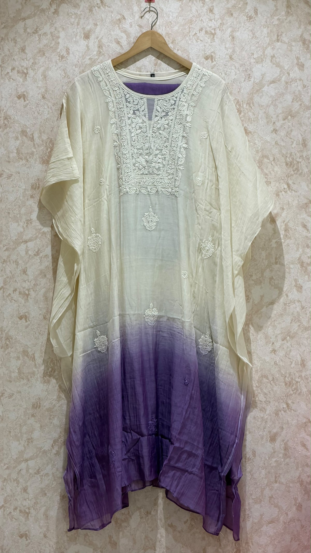 MUL CHANDERI KAFTAN TOP AND BOTTOM  - IHA 35896