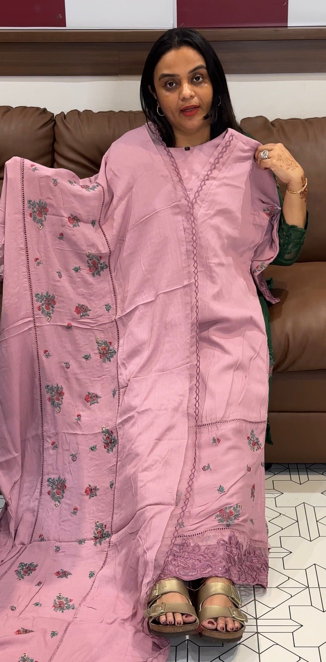 CRUSHED RAYON TOP,BOTTOM AND DUPATTA - IHA 31546