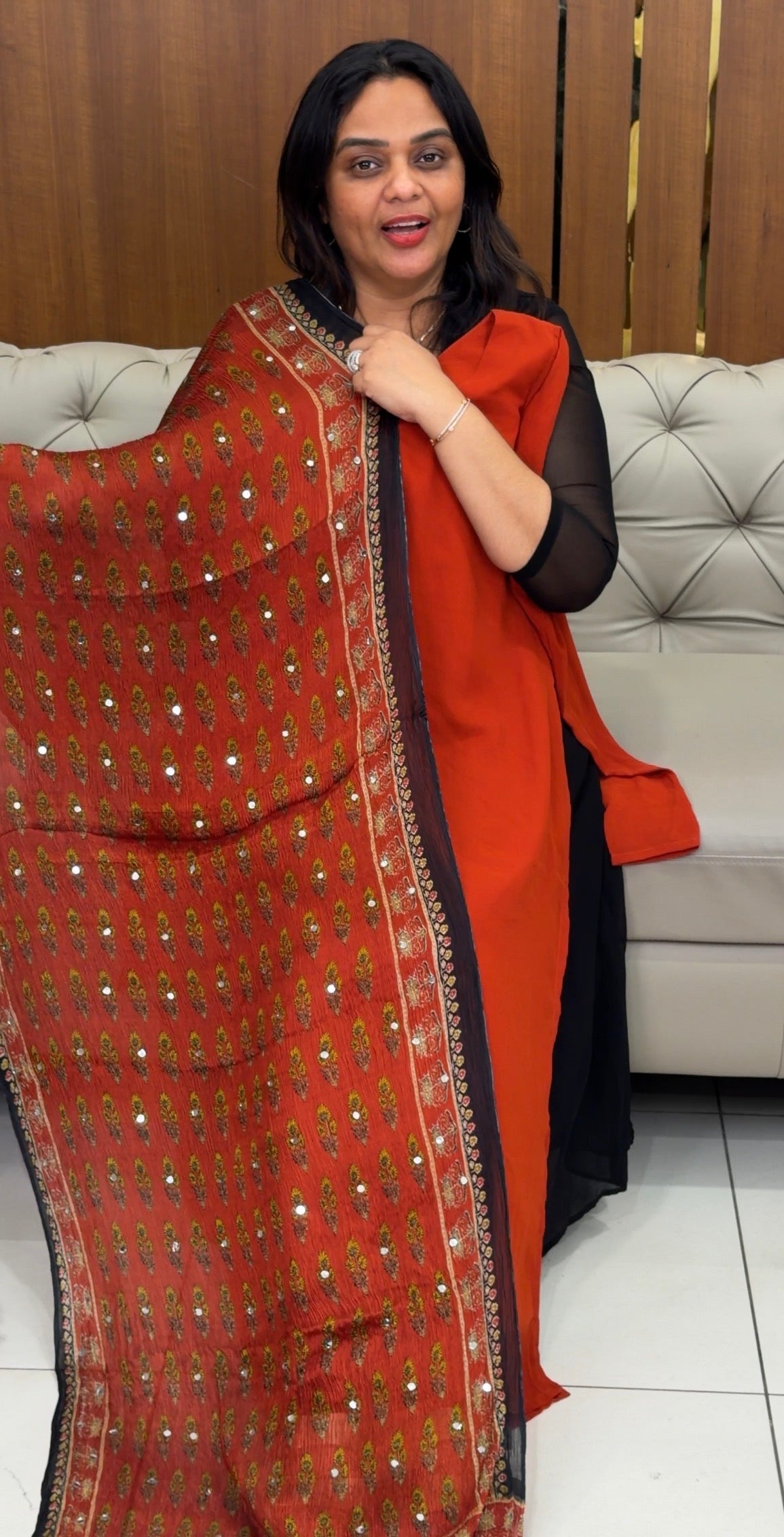 IHA'S IN-HOUSE GEORGETTE SLITTED TOPS - IHA 31075