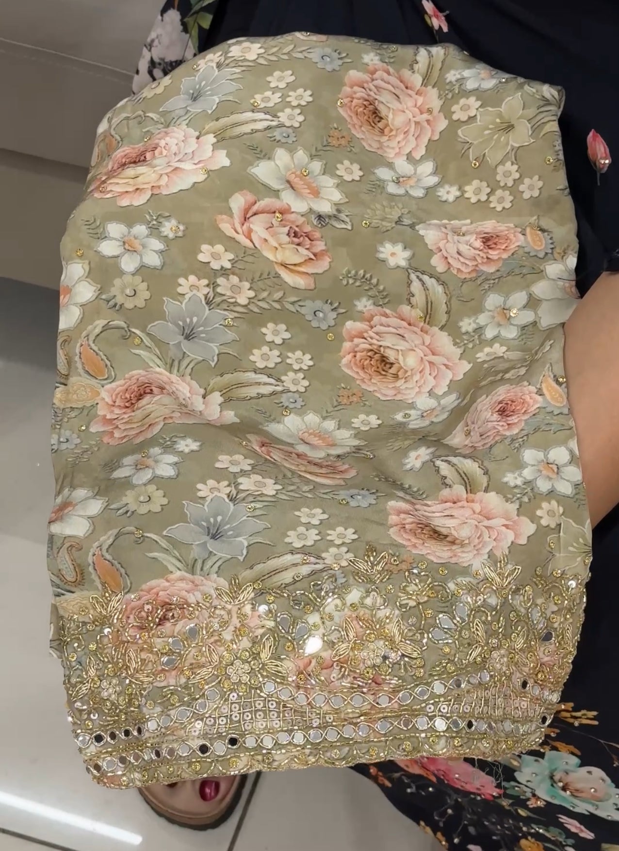 PRINTED CRAPE SILK UNSTITCHED SALWAR SUITS - IHA 28674