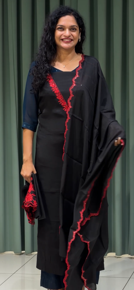 CHANDERI UNSTITCHED SLAWAR SUITS - IHA 33492