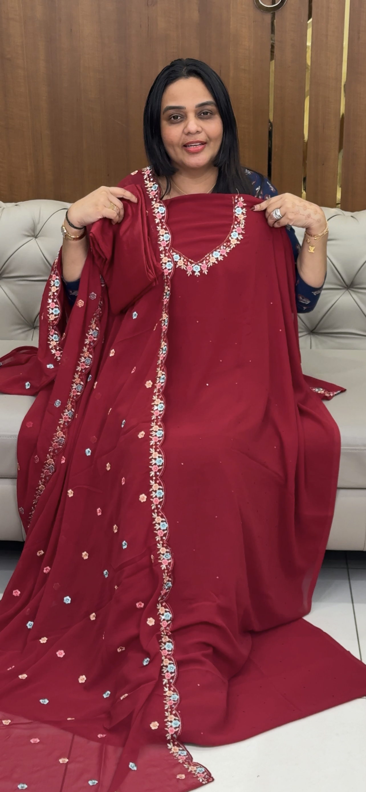 FAUX GEORGETTE UNSTITYCHED SALWAR SUITS - IHA 31956