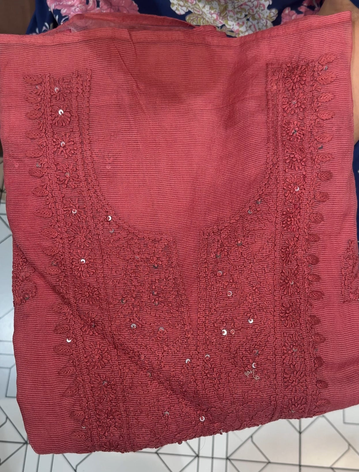 NET KOTA CHIKANKARI UNSTITCHED SALWAR SUITS - IHA 26550