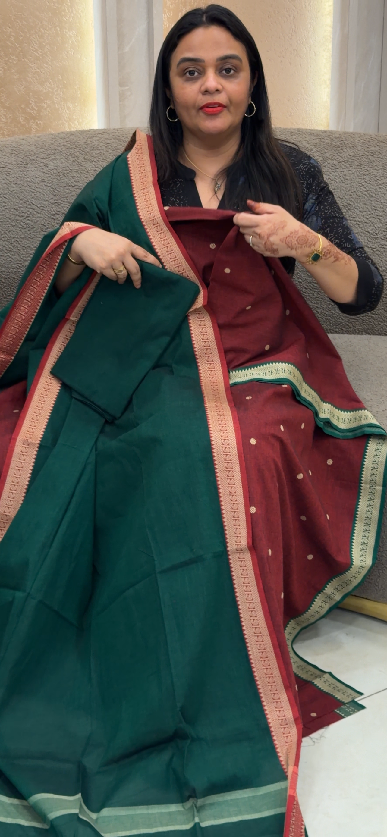 HANDLOOM COTTON UNSTITCHED SALWAR SUITS -  IHA 33078