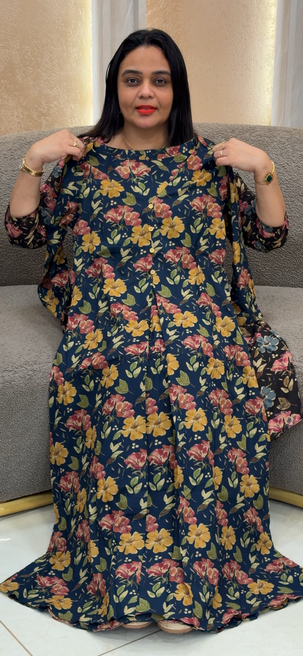 IHA'S IN-HOUSE PRINTED ALINE TOPS - IHA 33391