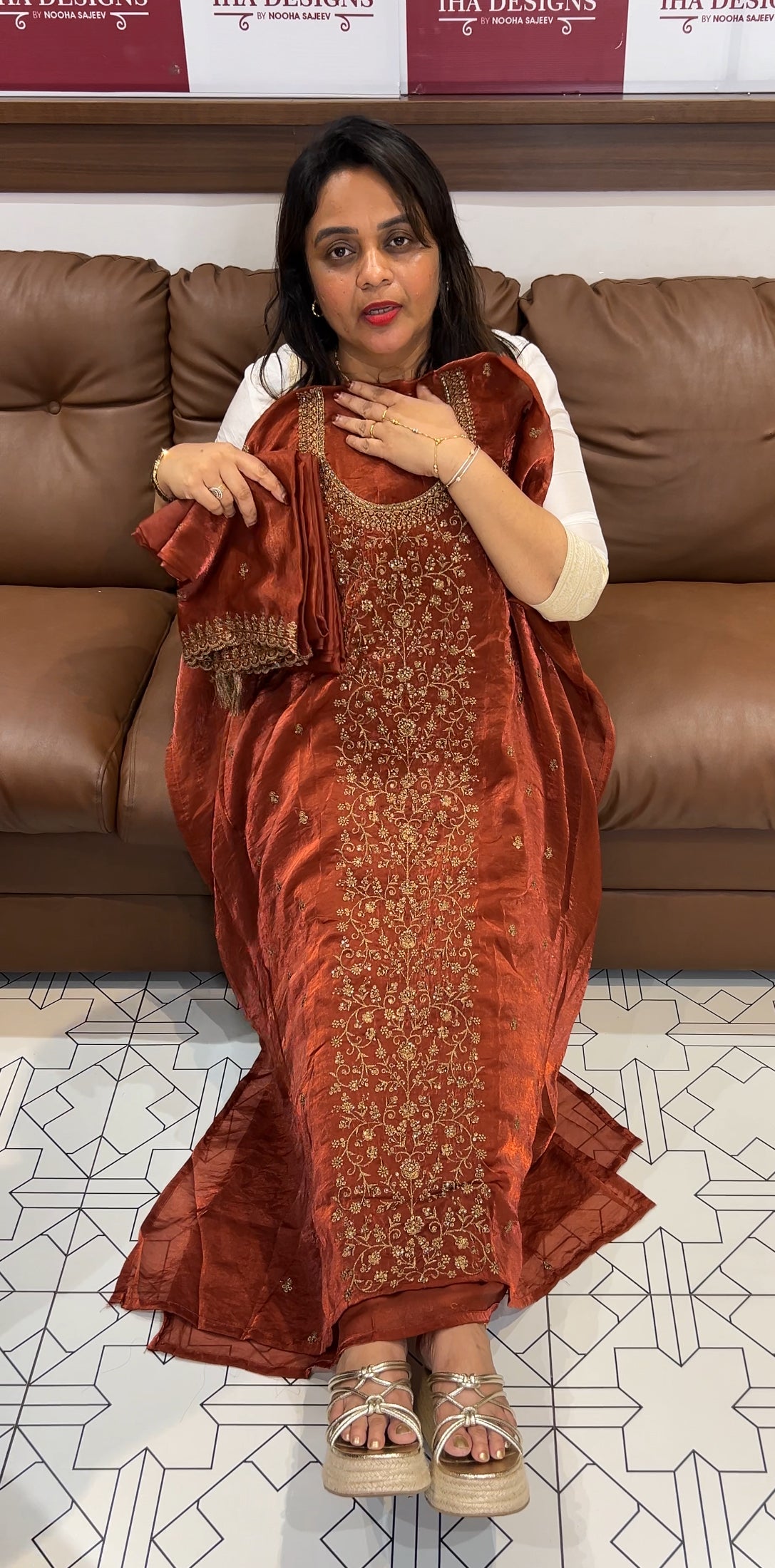 VELVET ORGANZA UNSTITCHED SALWAR SUITS - IHA 24276