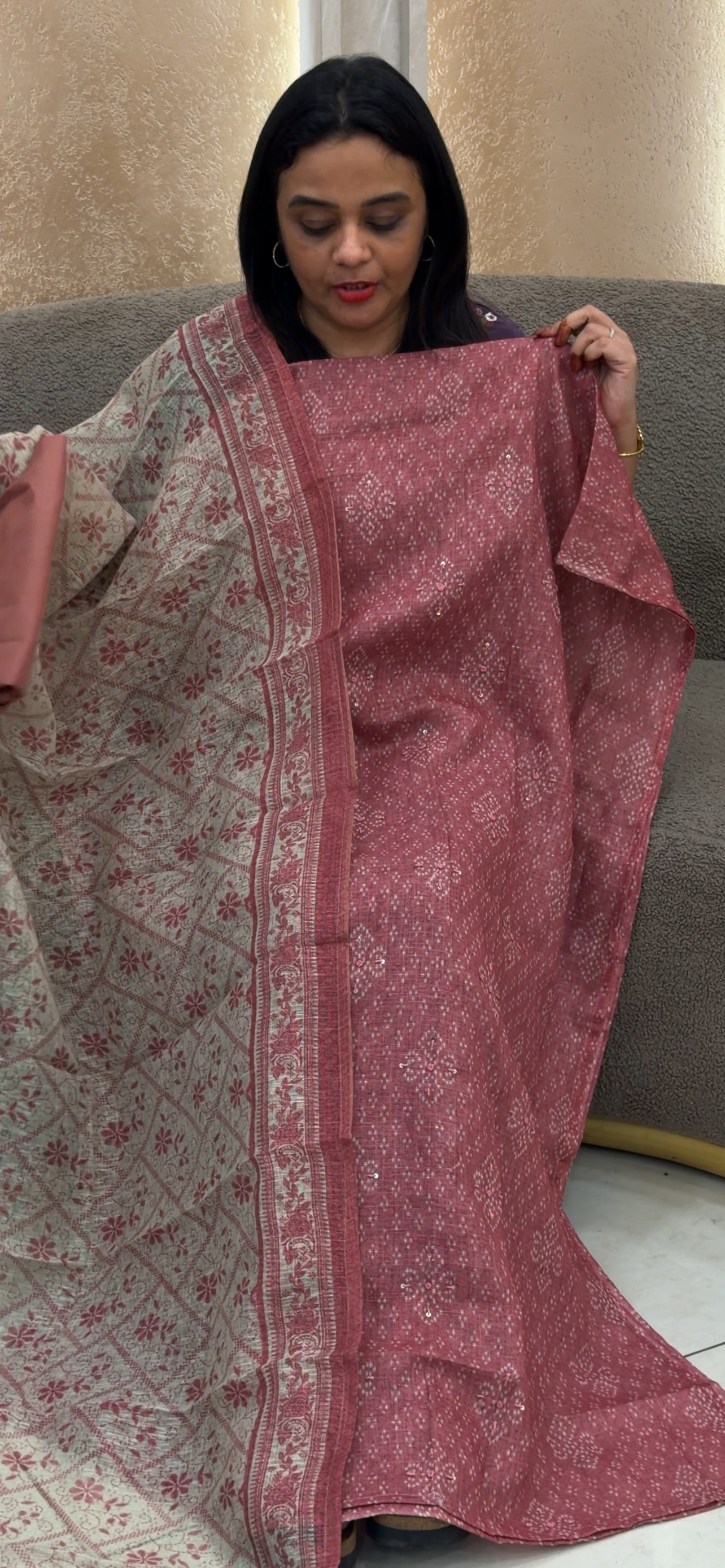 LINEN UNSTITCHED SALWAR SUITS - IHA 33041