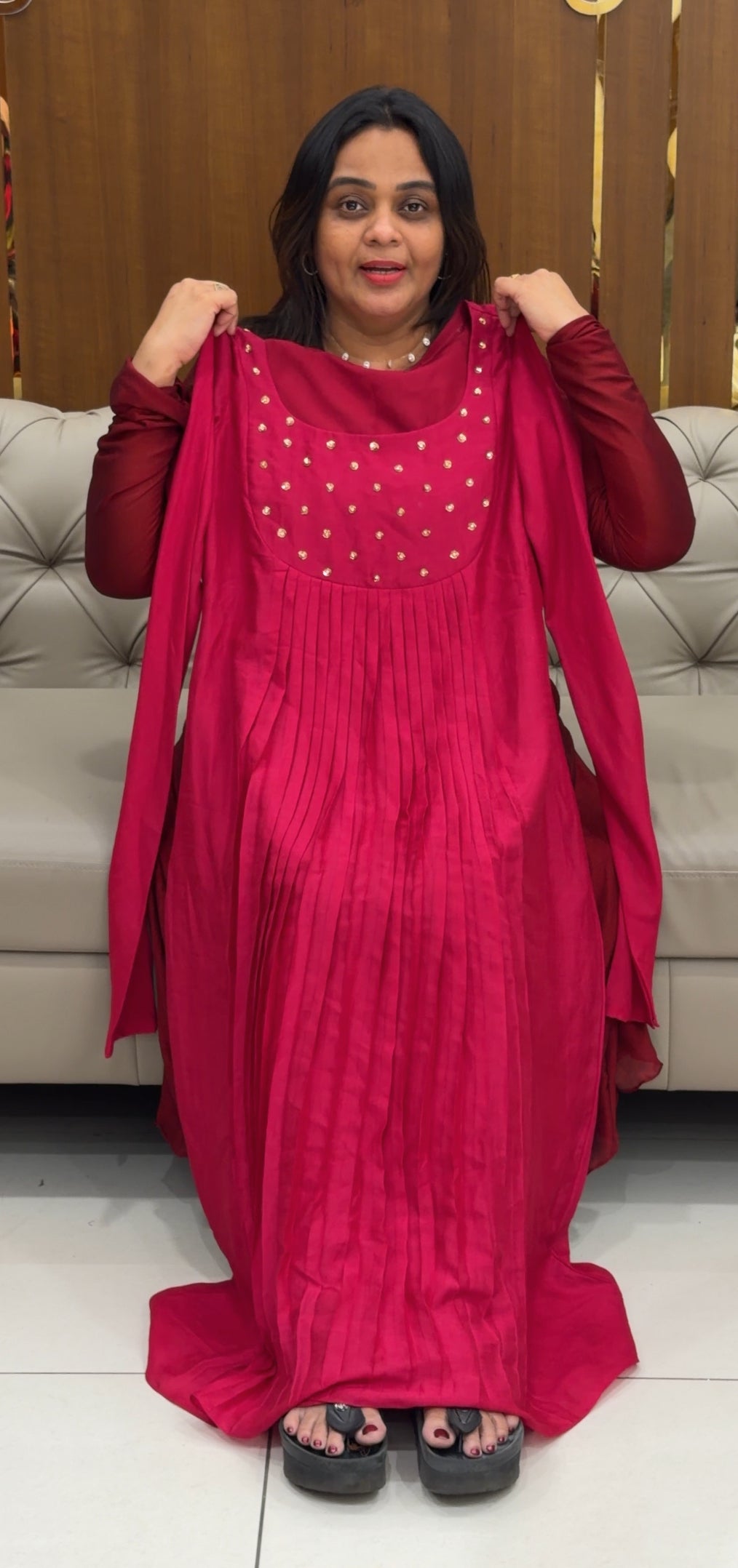 IHA'S IN-HOUSE HAND WORKED NORMAL SLITTED  TOPS - IHA 28702