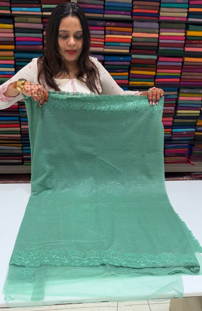 HANDWORK SOFT NET SAREE - IHA 16378