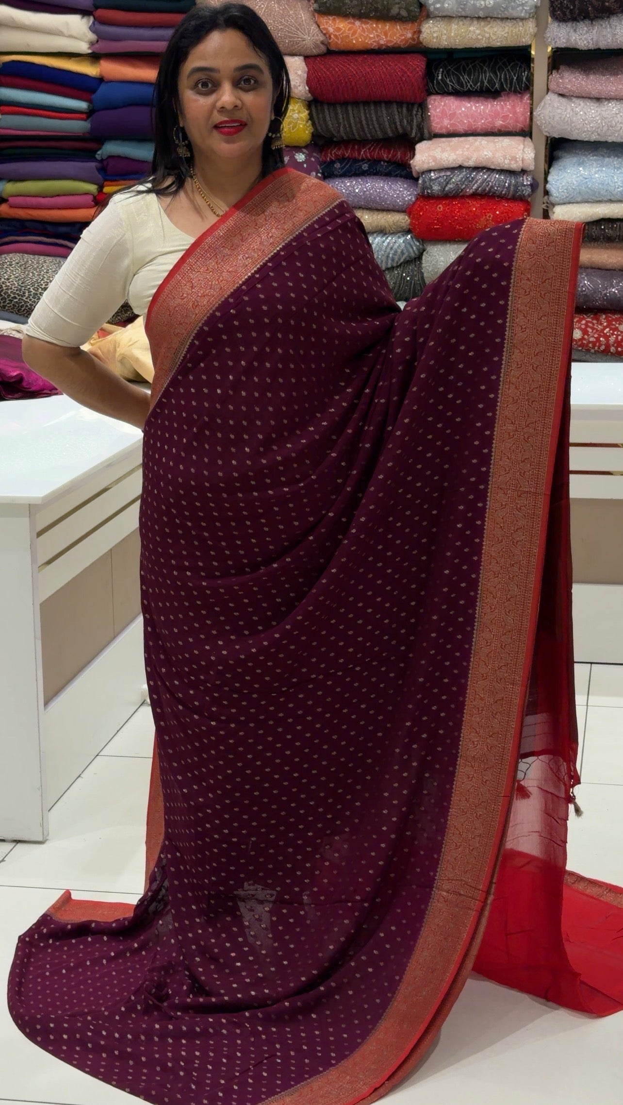 GEORGETTE BANARASI SAREES - IHA 34006