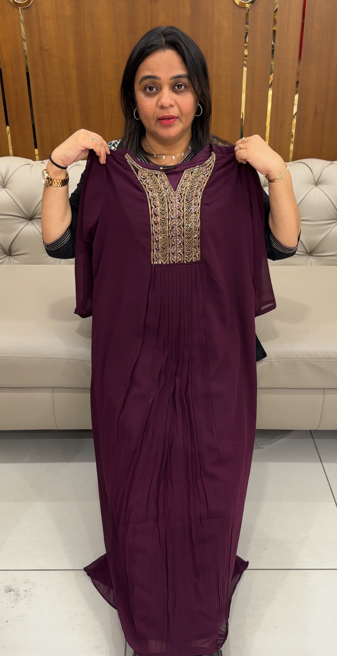 FAUX GEORGETTE LONG TOPS - IHA 28318