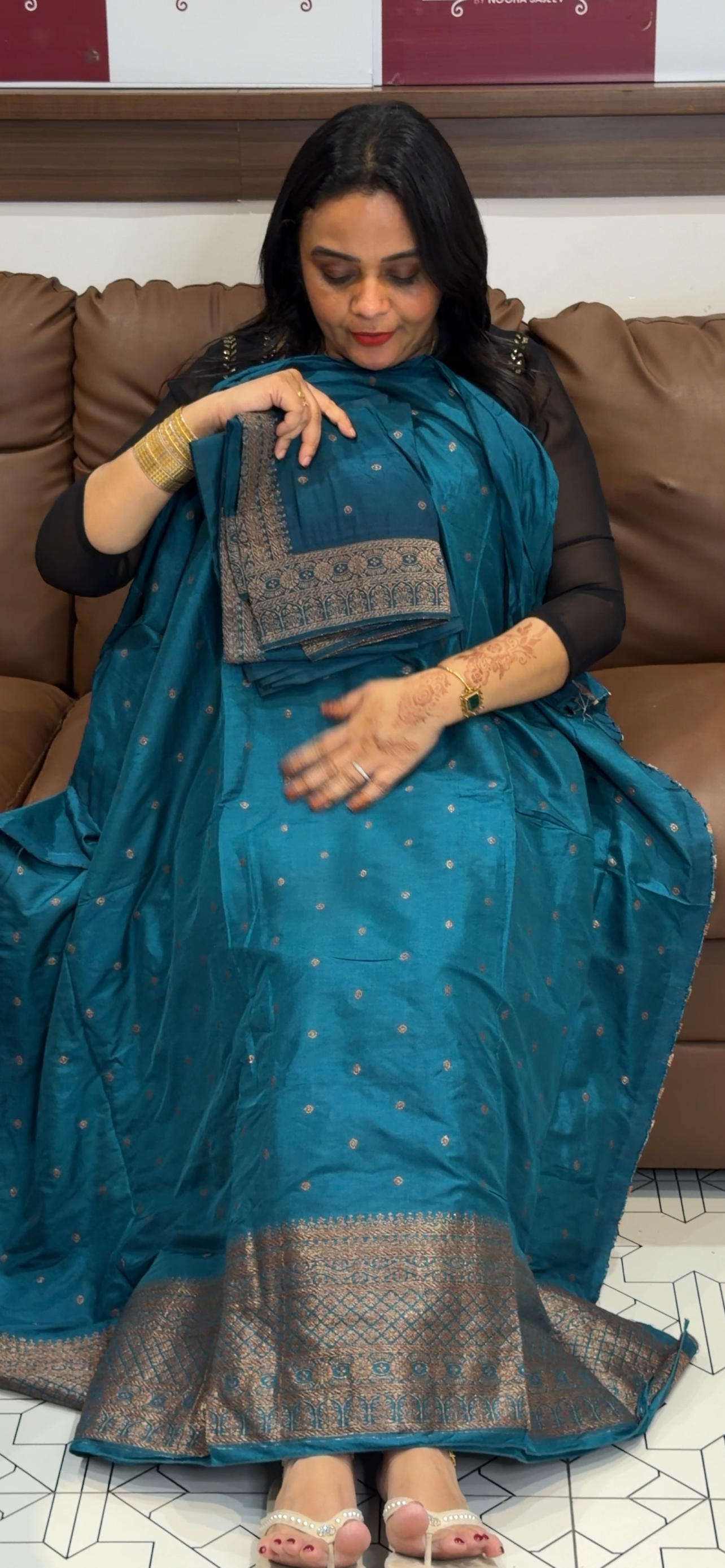 SEMI BANARASI UNSTITCHED SALWEAR SUITS -  IHA 33106