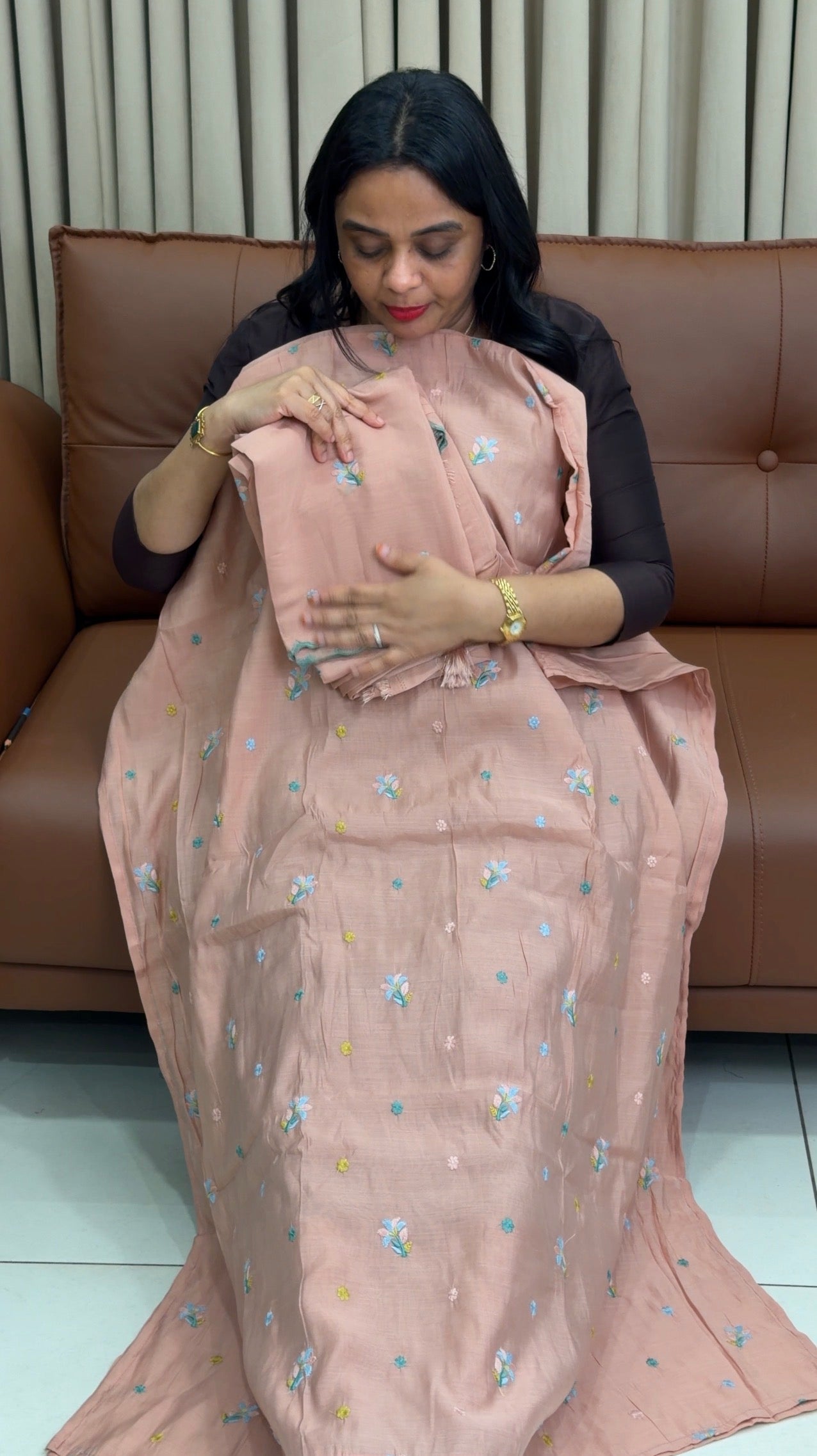 MALAI CHANDERI UNSTITCHED SALWAR SUITS - IHA 34399