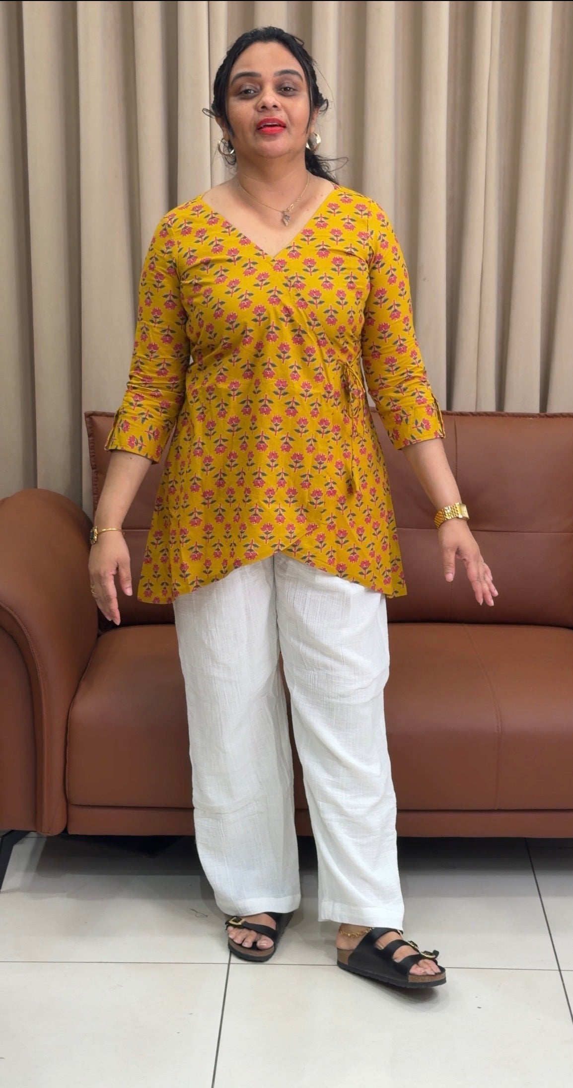 IHA'S IN-HOUSE COTTON PRINTED SHORT TOPS - IHA 35427