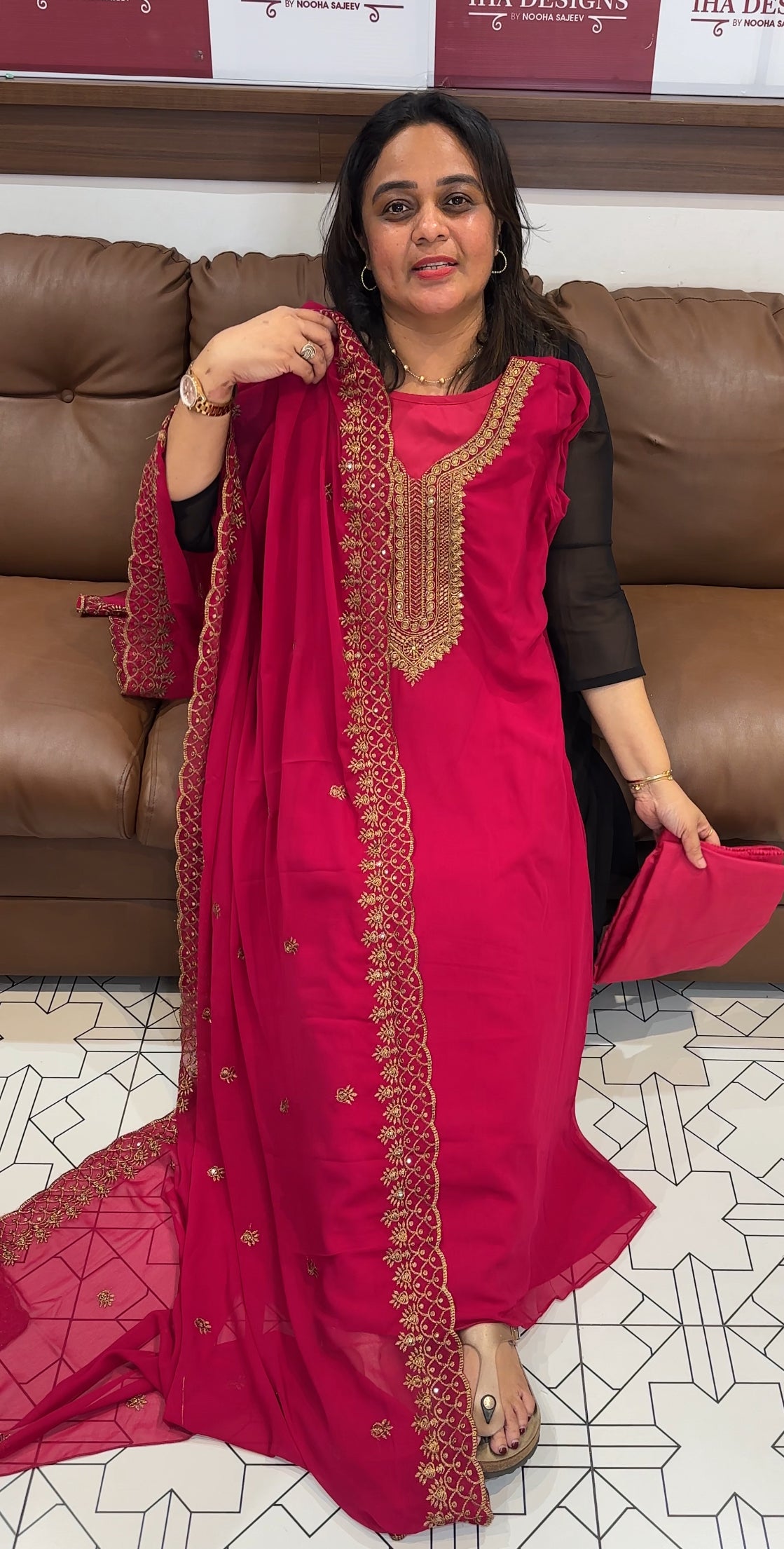 FORWARD GEORGETTE ALINE TOP ,BOTTOM AND DUPATTA - IHA 26593