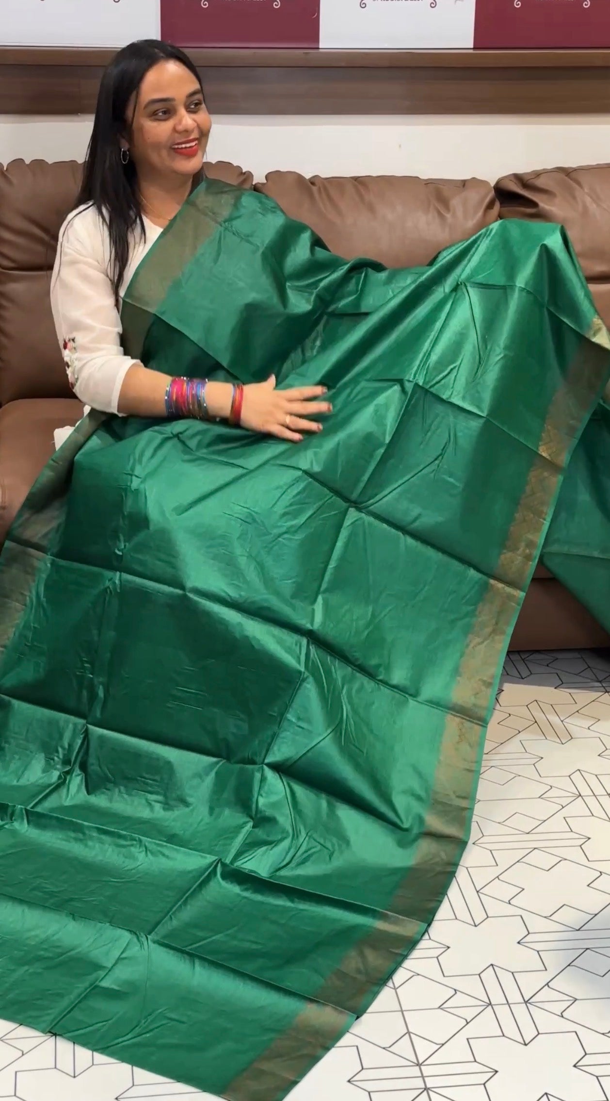 HANDLOOM TUSSUR SILK SAREES - IHA 31571