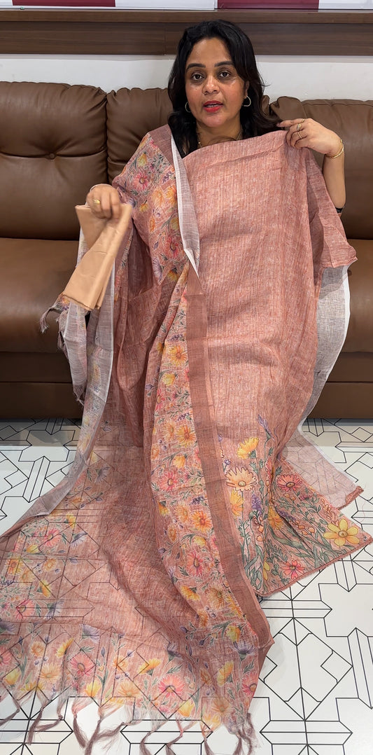 PRINTED LINEN UNSTITCHED SALWAR SUITS - IHA 26674