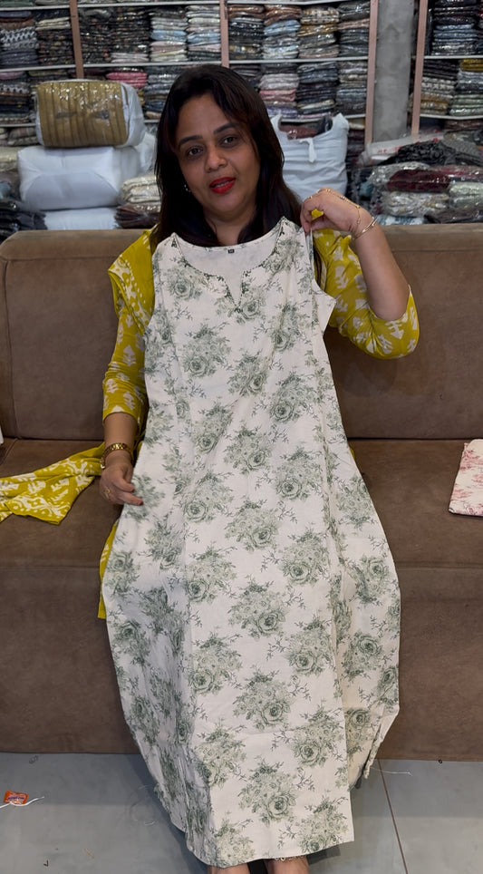 PRINTED LONG A-LINE FROCKS - IHA 24368