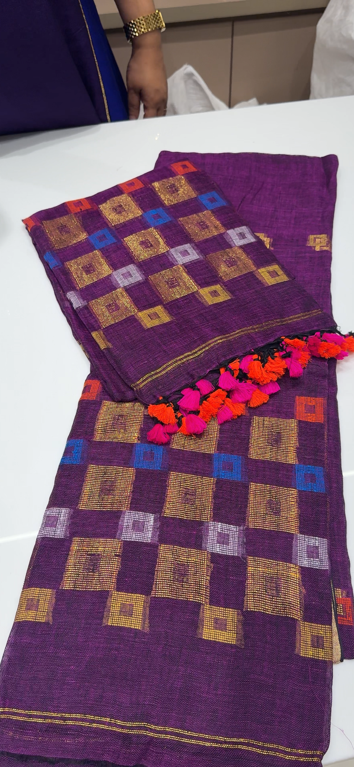LINEN JAMDANI UNSTITCHED SALWAR -  IHA 35446