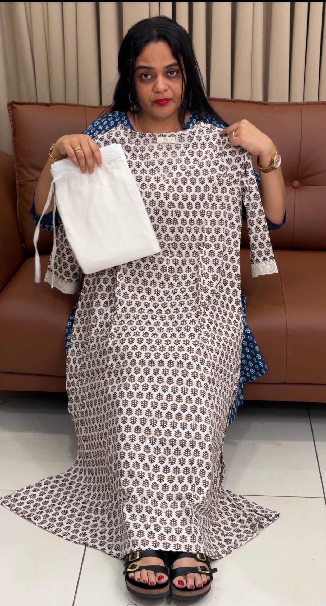 PRINTED COTTON TOP AND BOTTOM - IHA 34499