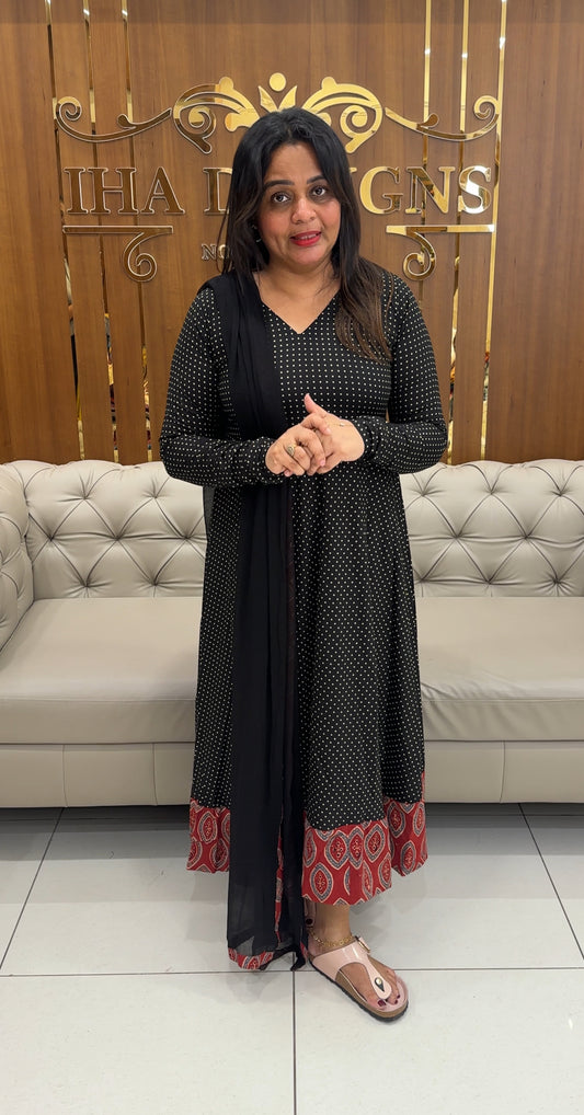 IHA'S IN-HOUSE PRINTED ANARKALI TOPS AND DUPATTA - IHA 26803