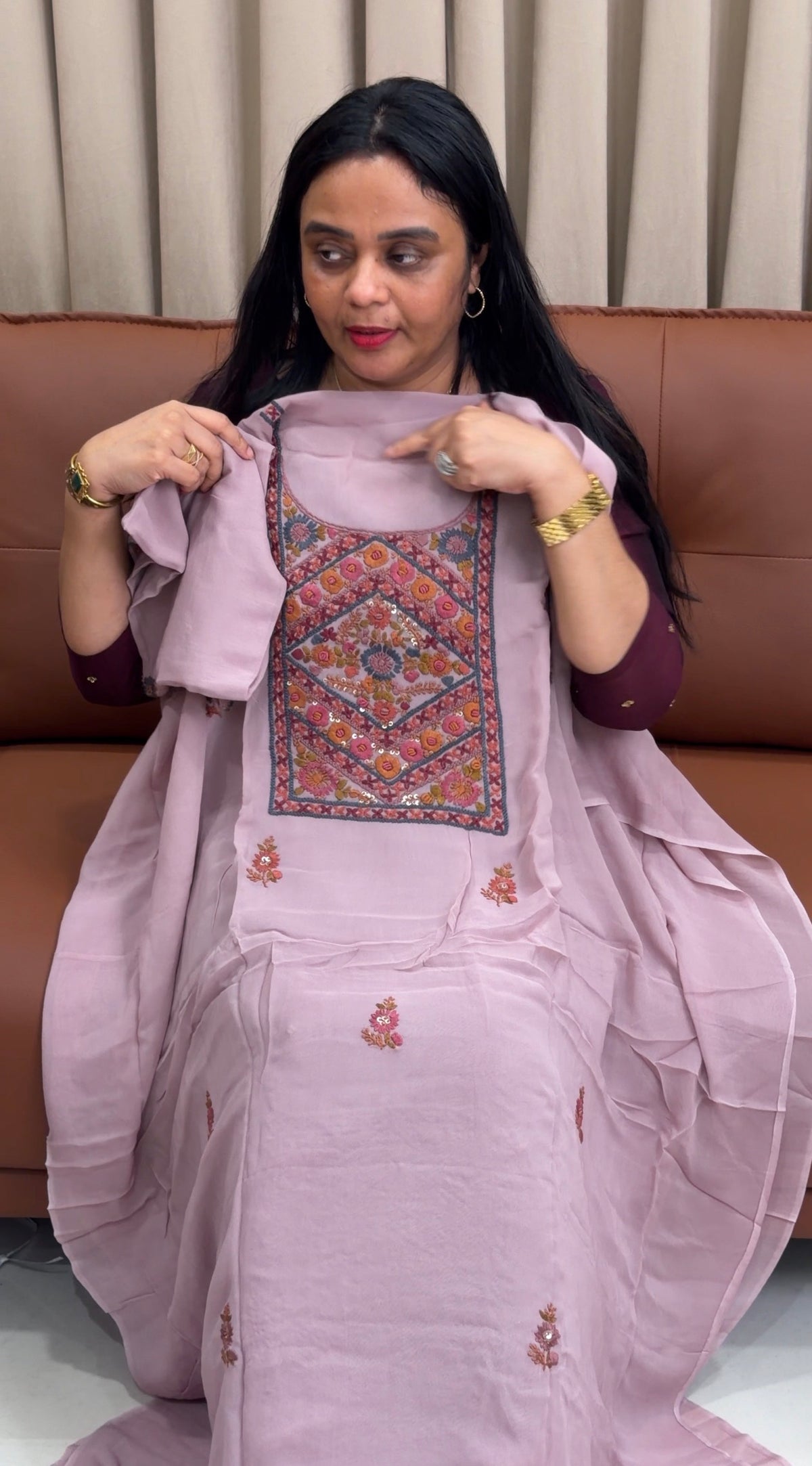 HANDWORKED UNSTITCHED SALWAR SUITS - IHA 35318