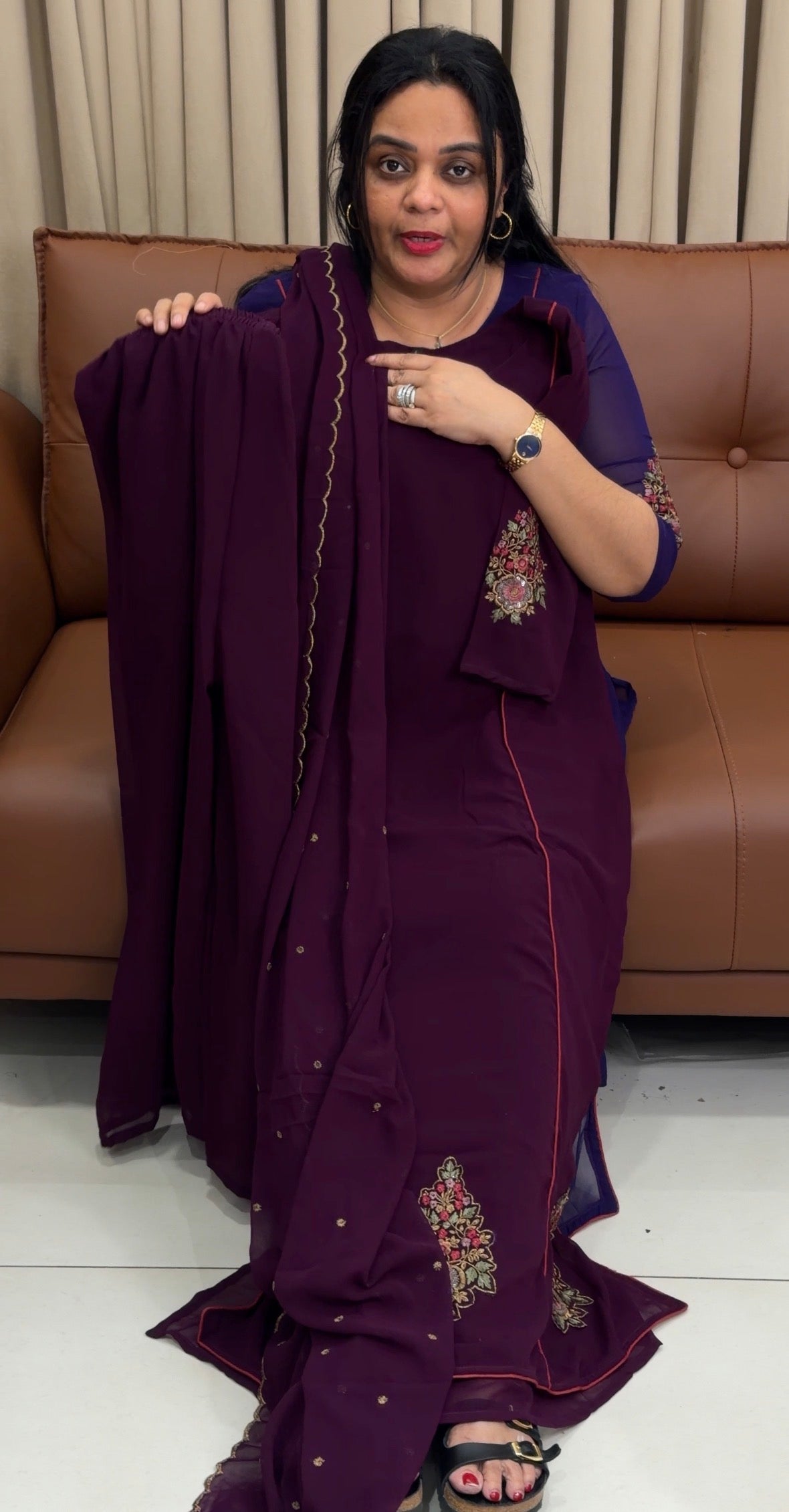 FAUX GEORGETTE TOP,BOTTTOM NAD DUPATTA - IHA 34623