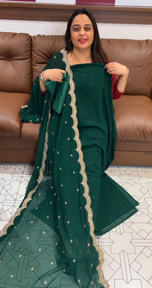 FAUX GEORGETTE UNSTITCHED SALWAR SUITS - IHA 24382