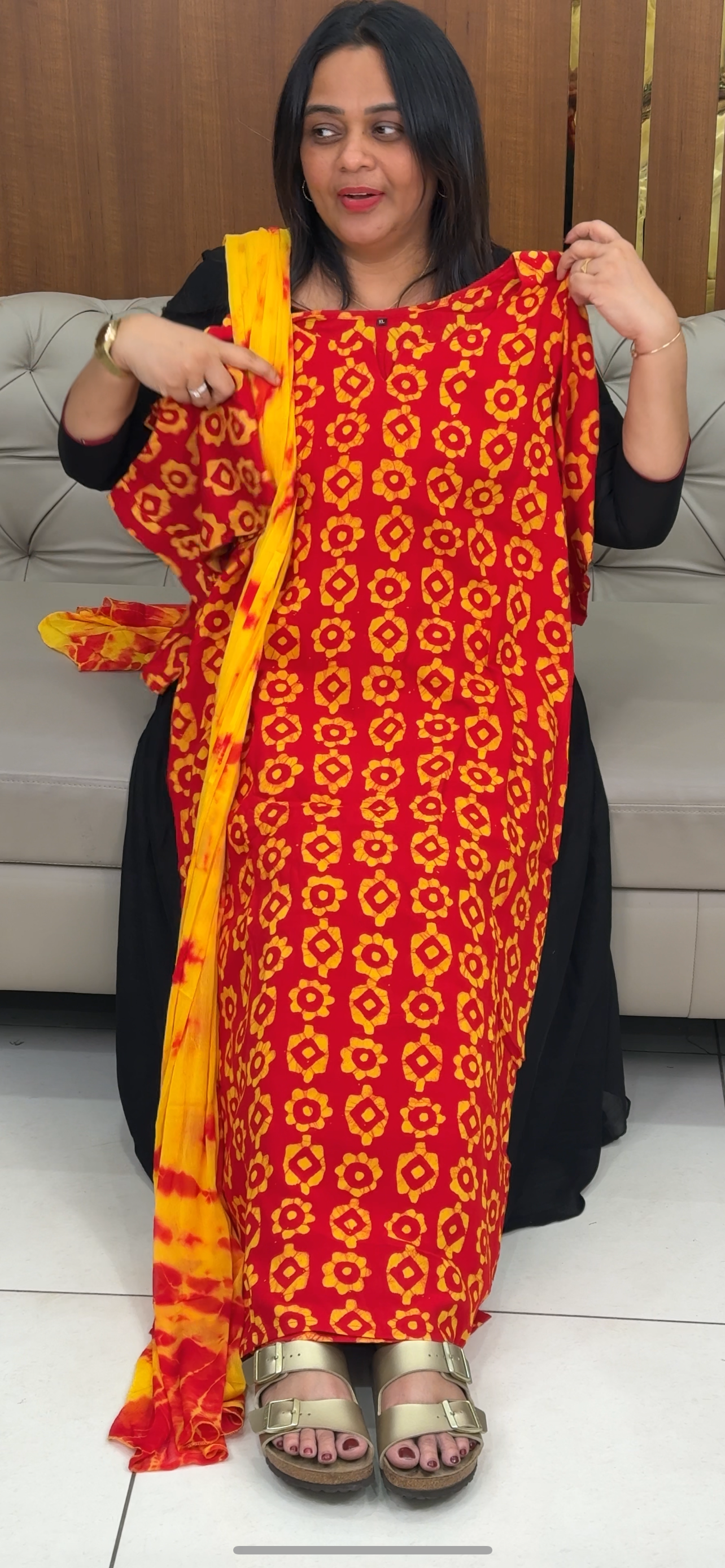 BATIK PRINTED TOP, BOTTOM AND DUPATTA - IHA 29750