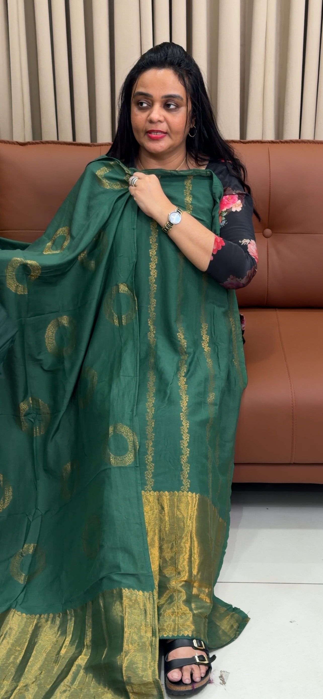 MALAI CHANDERI UNSTITCHED SALWAR SUITS - IHA 34914