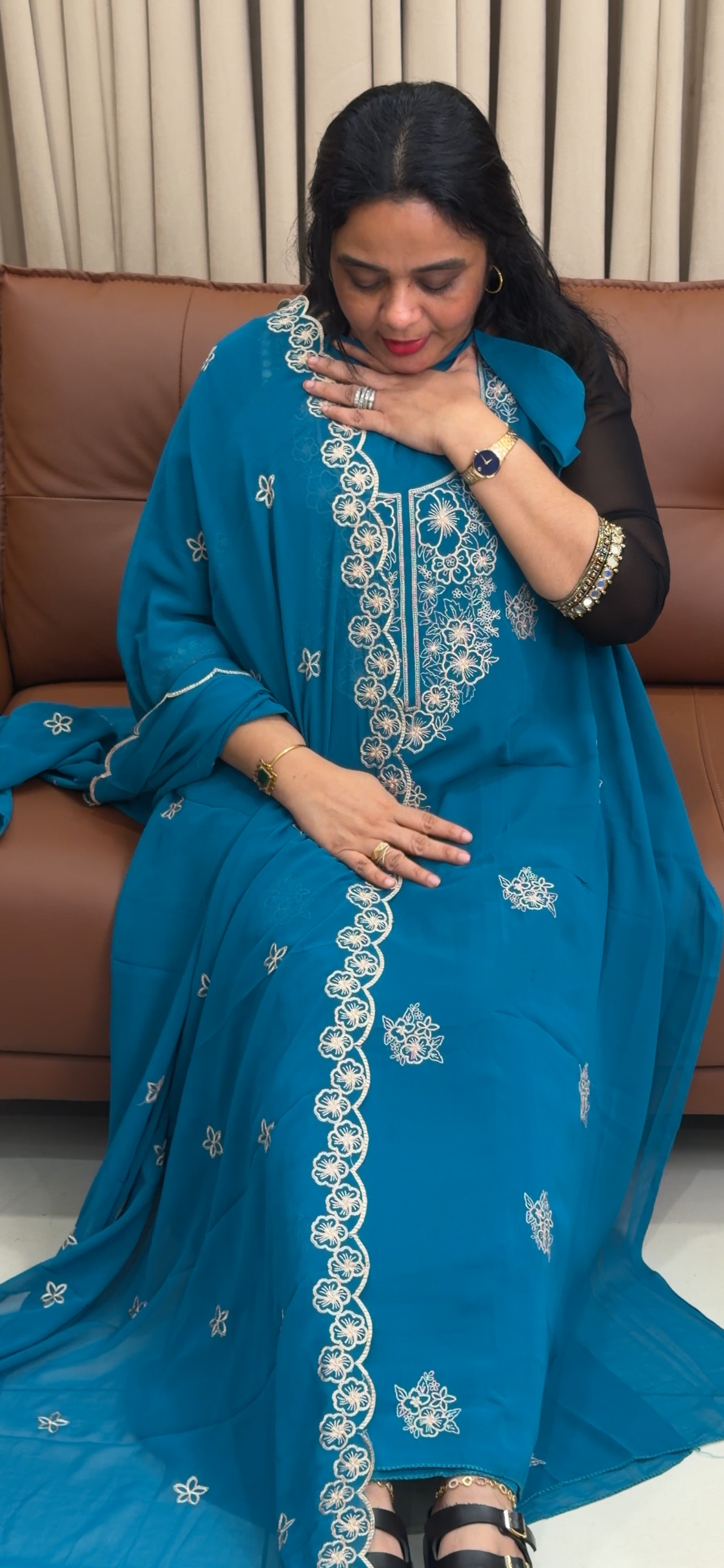 FAUX GEORGETTE UNSTITCHED SALWAR SUITS - IHA 34628