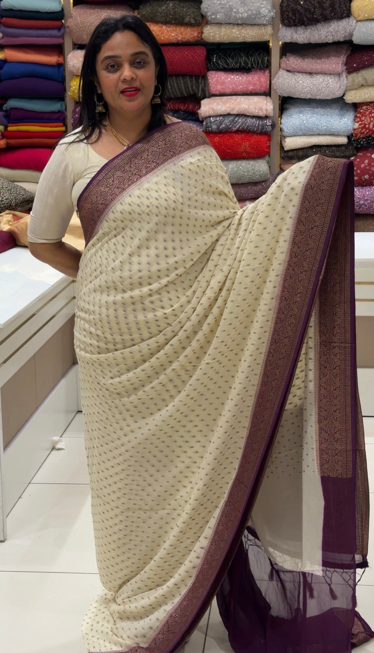 GEORGETTE BANARASI SAREES - IHA 34006