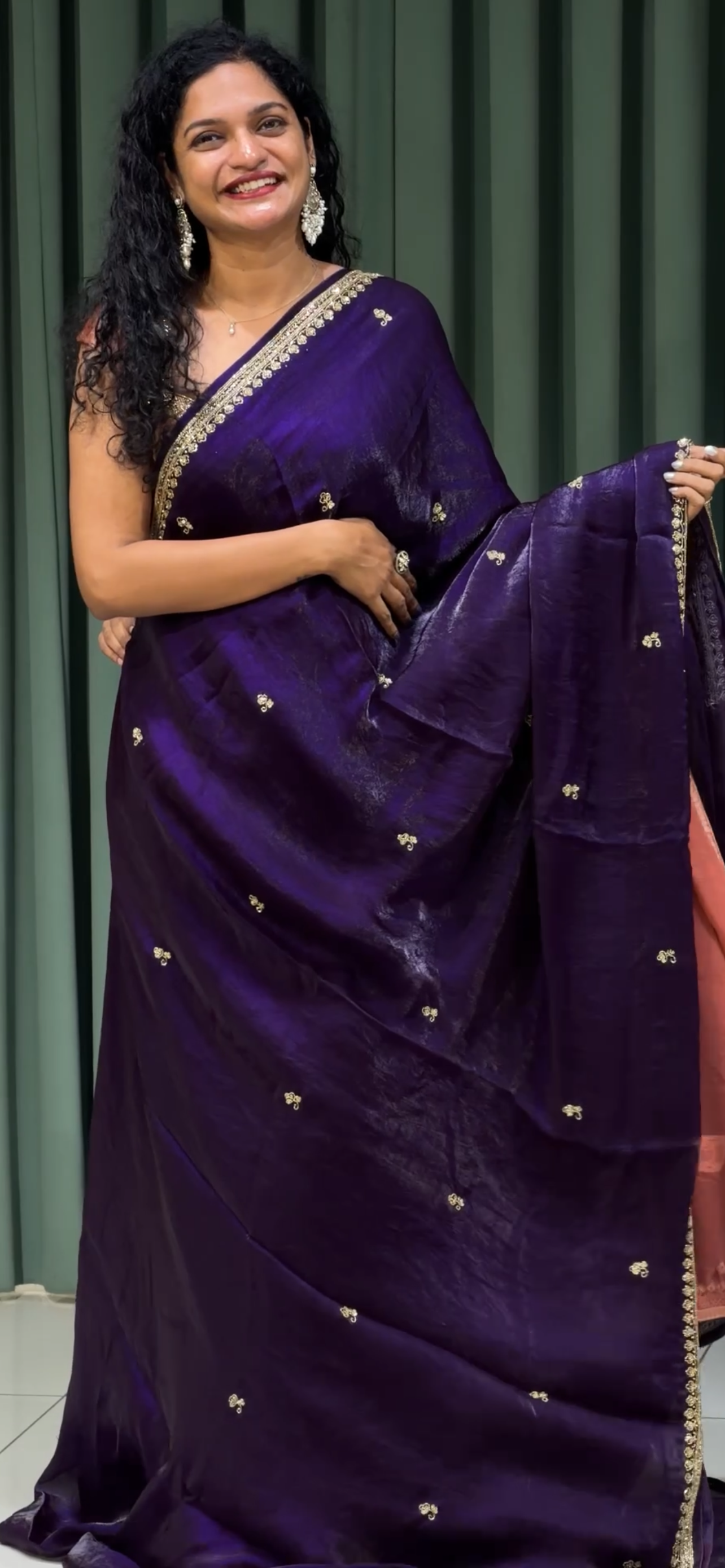 VELVET ORGANZA SAREES - IHA 33520