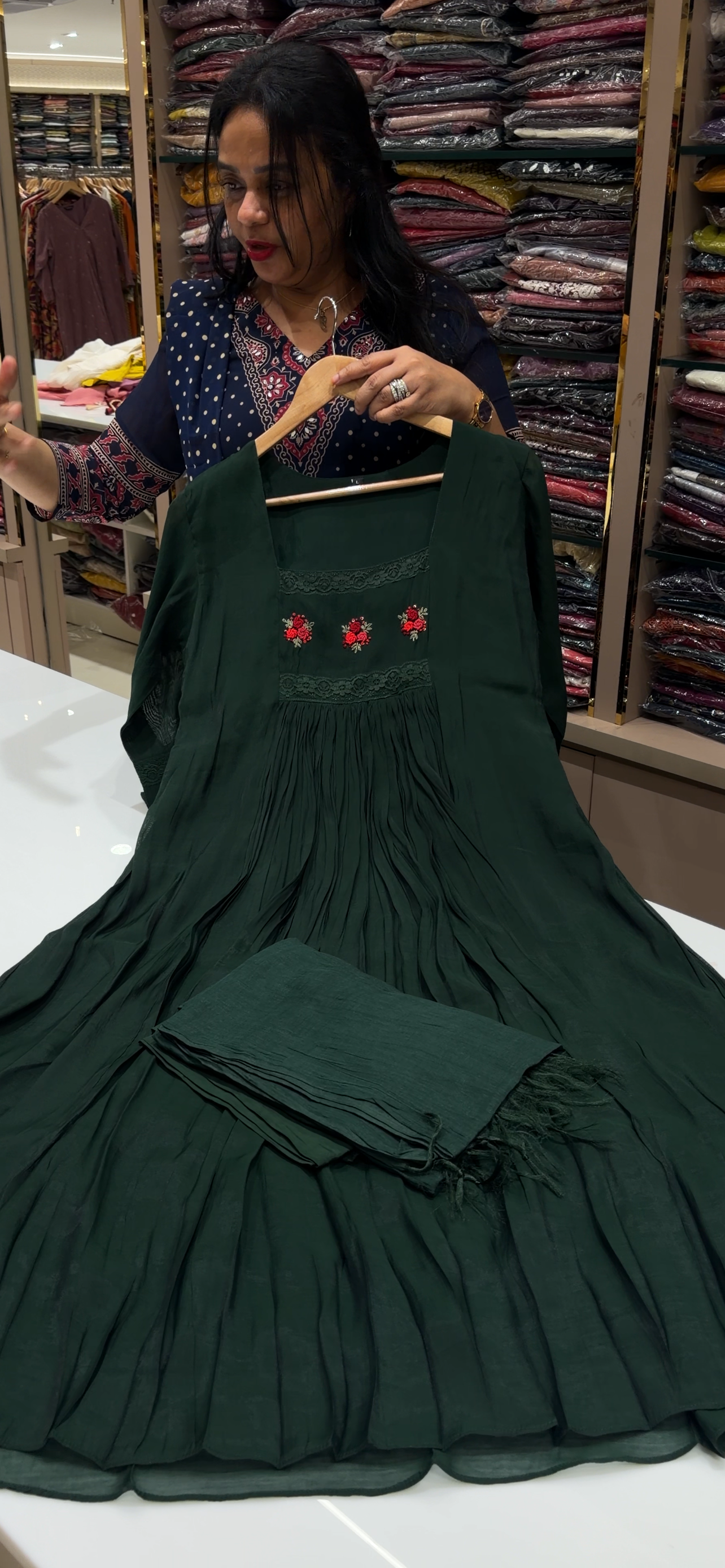 MALAI CHANDERI TOP, BOTTOM AND DUPATTA - IHA 34632