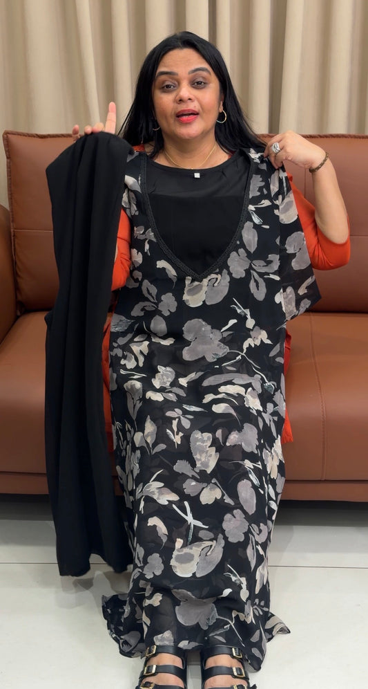 PRINTED GEORGETTE TOP AND BOTTOM - IHA 35210