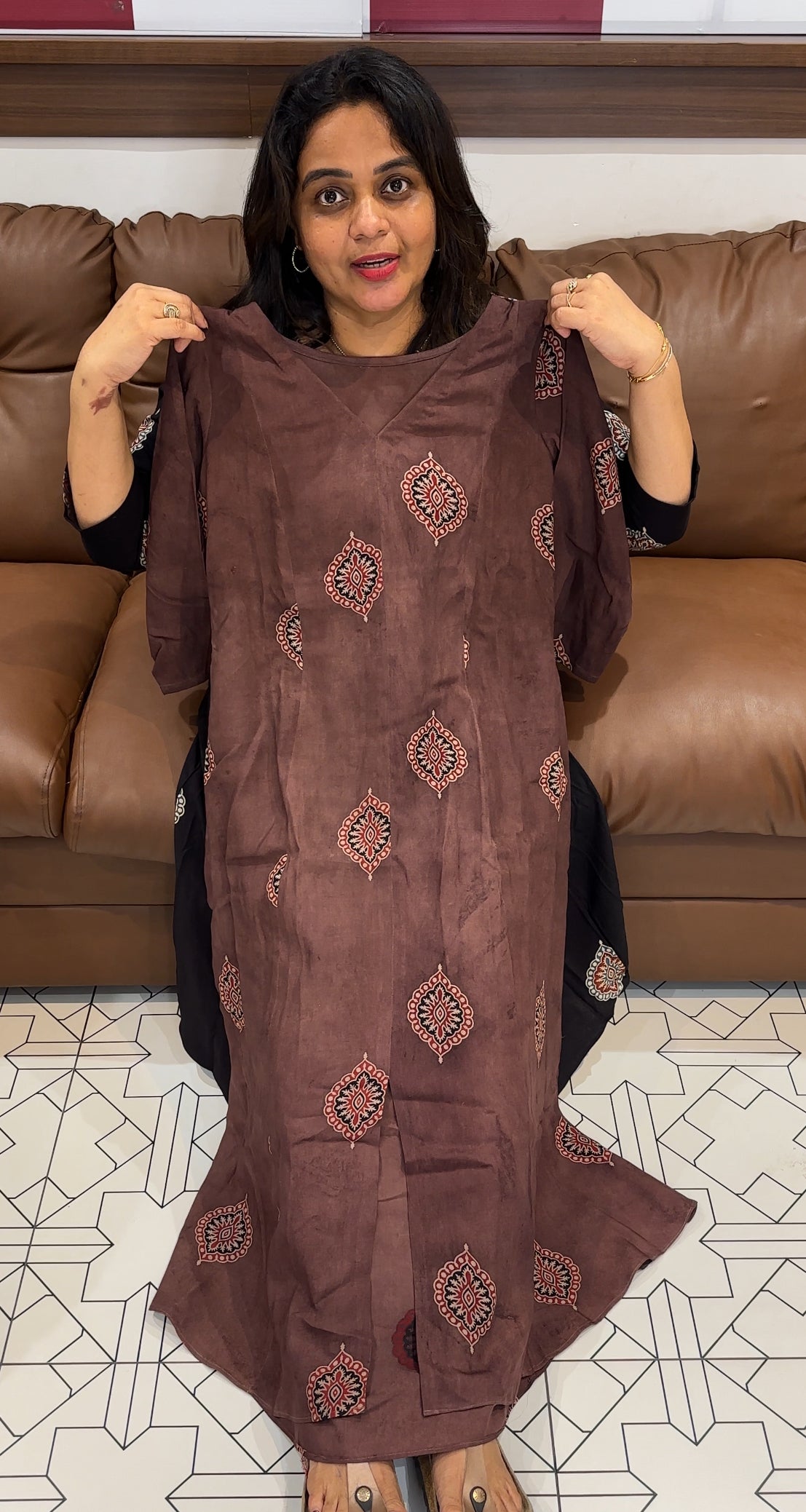 IHA'S IN-HOUSE COTTON AJRAKH LONG TOPS - IHA 26360
