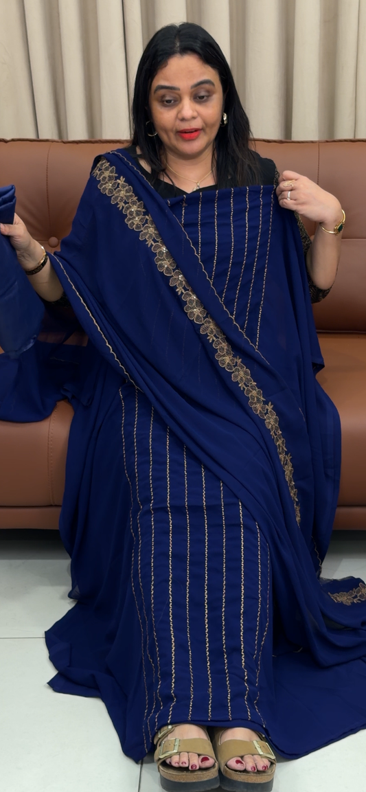 HAND WORKED UNSTITCHED SALWAR SUITS - IHA 33457